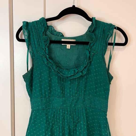 Anthropologie Moulinette Souers Green Swiss Polka Dot Mini Dress Size 2 - Picture 3 of 10